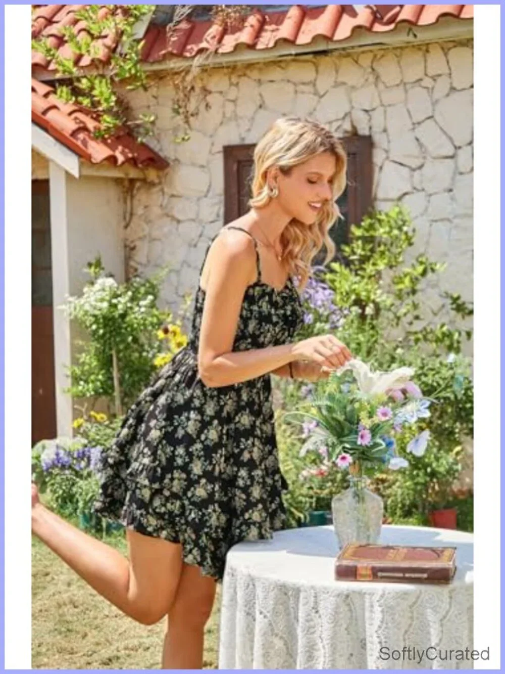 Smocked Floral Sundress with Adjustable Straps and Pockets